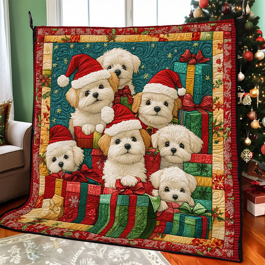 Festive Yorkie Quilt Blanket