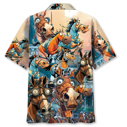 Festive Horse Racing Hawaiian Shirt