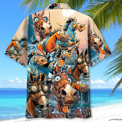 Festive Horse Racing Hawaiian Shirt