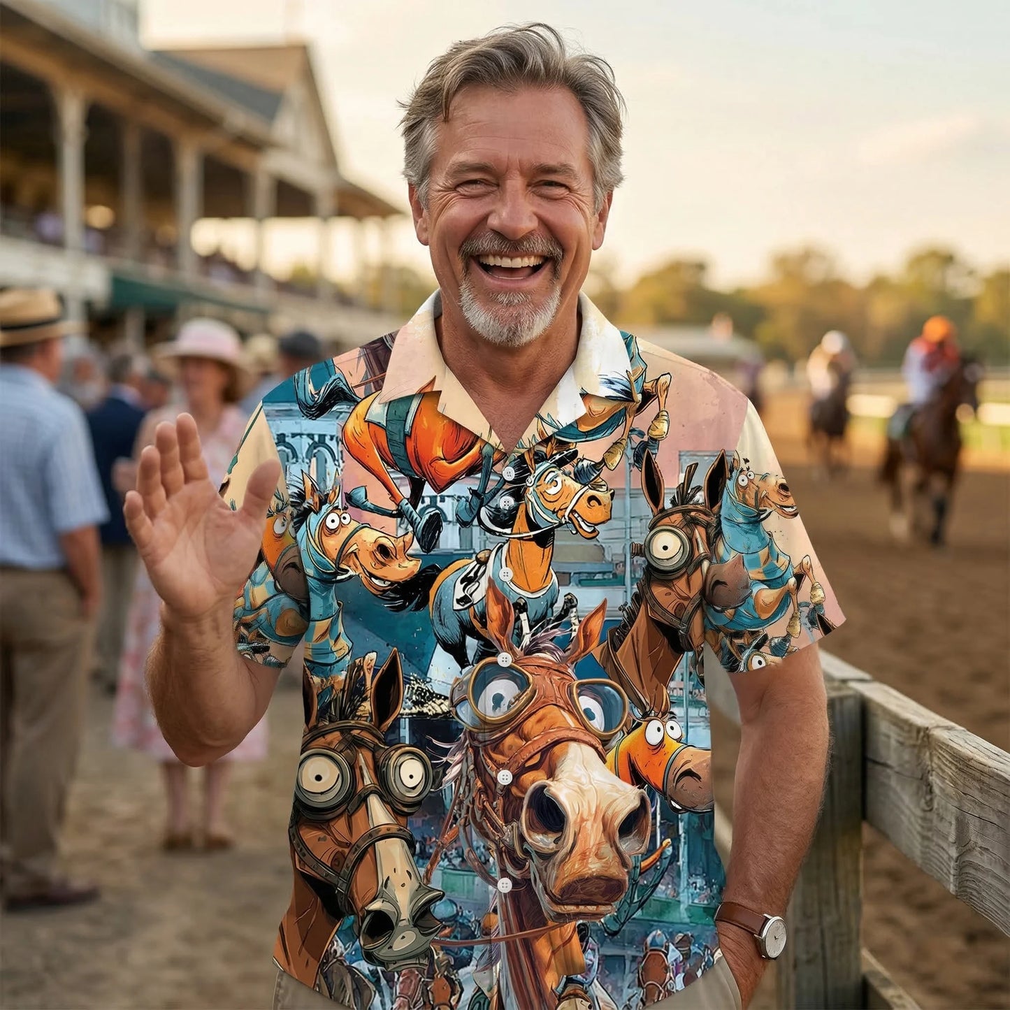 Festive Horse Racing Hawaiian Shirt