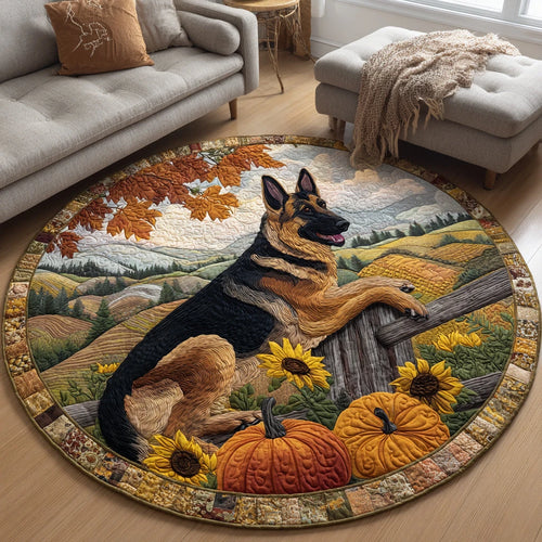Field German Shepherd Quilted Round Mat