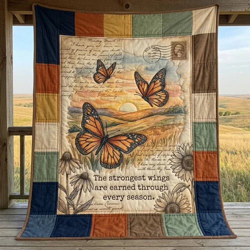 Fierce Flutter Quilt Blanket - Quilted Blanket by OtterMia