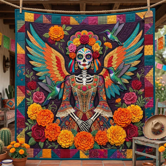 Fiesta Angel Sugar Skull Quilt Blanket