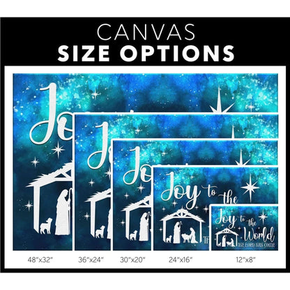 joy to the world the lord has come nativity scene christmas wall art canvas print (Landscape) (view 2)