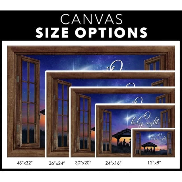 o holy night nativity of christ christmas wall art canvas (Landscape) (view 2)