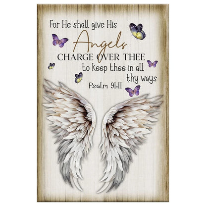 psalm 91 11 kjv wall art canvas for he shall give his angels charge over thee (Landscape) (view 3)