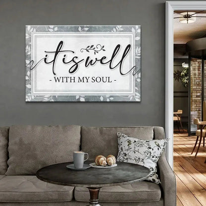 it is well with my soul modern christian wall art canvas (Landscape) (view 3)