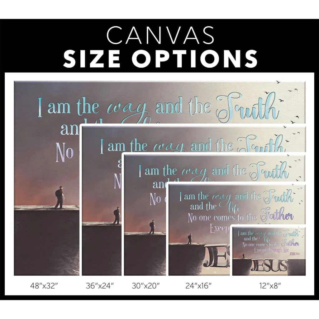 i am the way and the truth and the life john 14 6 bible verse wall art canvas (Landscape) (view 2)