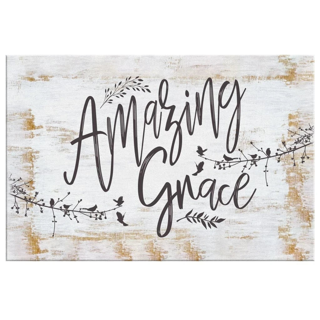 amazing grace rustic christian wall art canvas (Landscape)