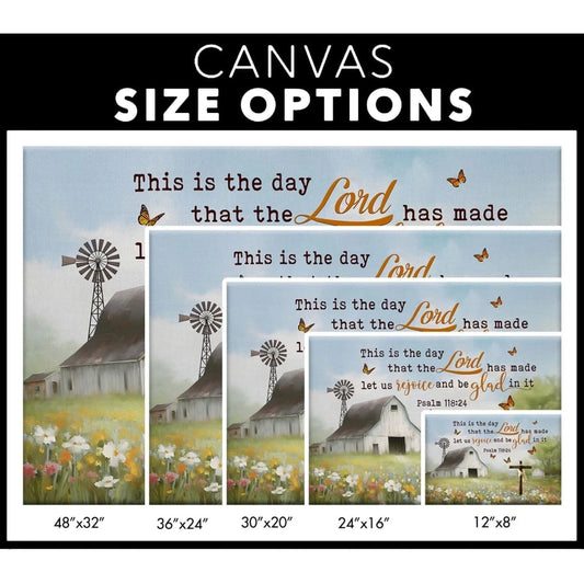 this is the day that the lord has made old barn cross wall art canvas (Landscape)