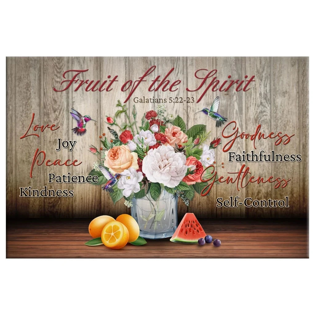 fruit of the spirit galatians 5 22 23 christian wall art canvas (Landscape) (view 4)