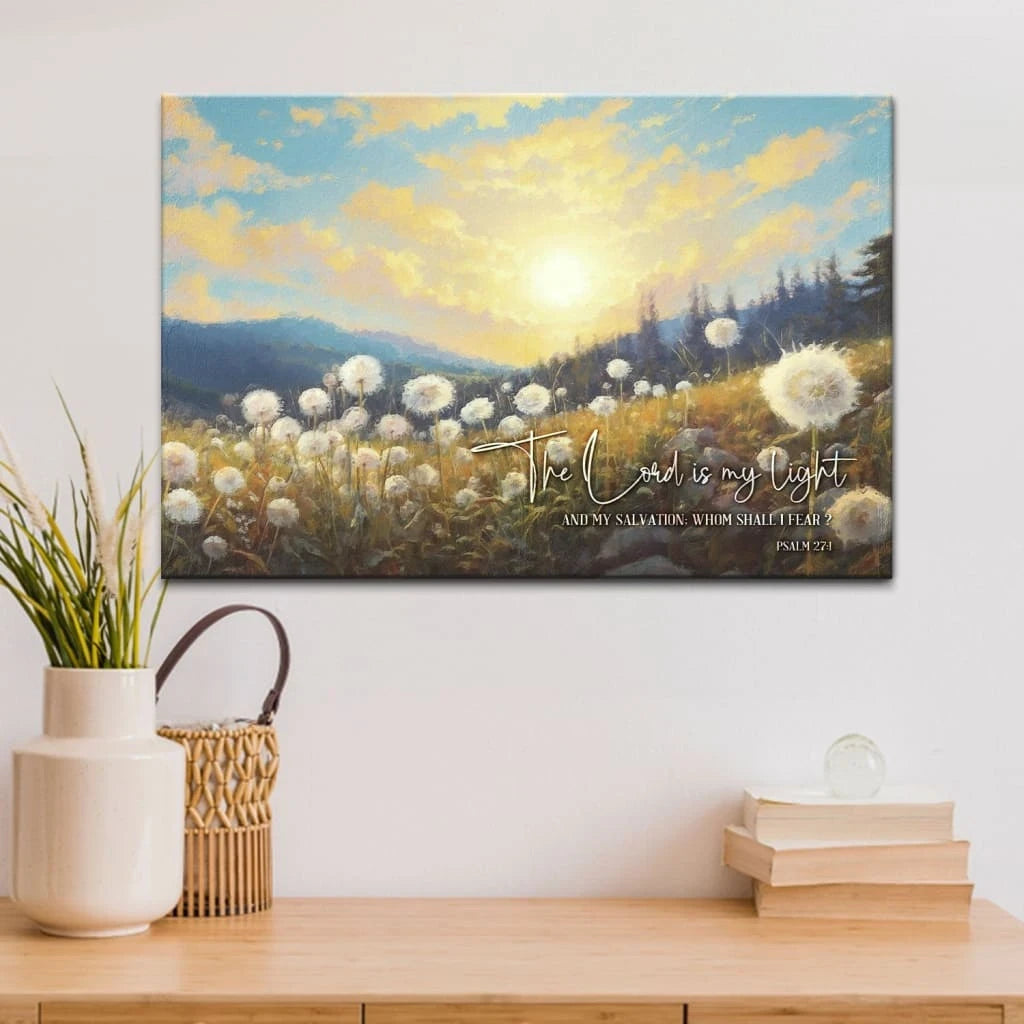 psalm 27 1 the lord is my light and my salvation wall art canvas (Landscape) (view 4)