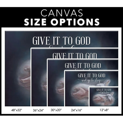 jesus holding a lamb give it to god and go to sleep wall art canvas print (Landscape) (view 2)