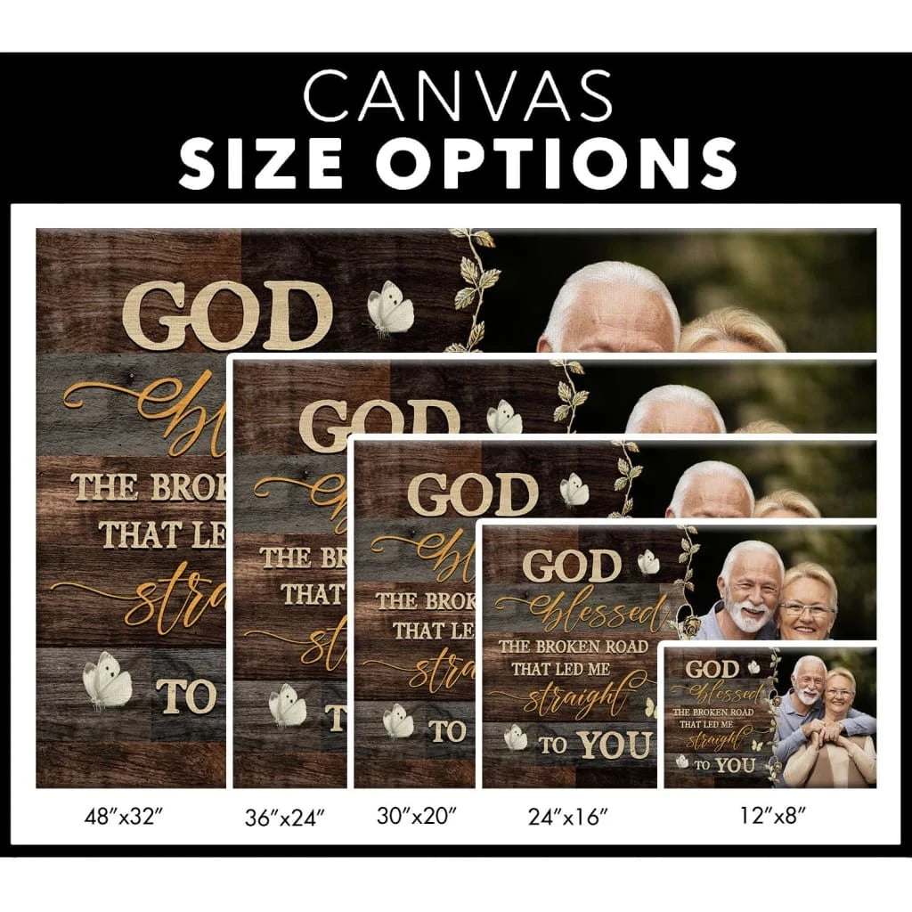 personalized god blessed the broken road wall art canvas with custom photo (Landscape)
