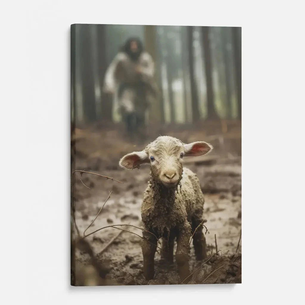 jesus lamb of god jesus running after lamb wall art canvas (view 2)