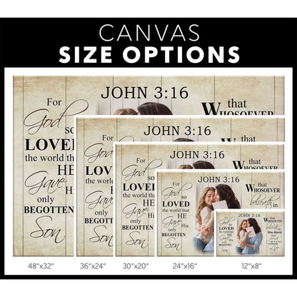 personalized for god so loved the world john 3 16 kjv wall art canvas with custom photo (Landscape) (view 2)