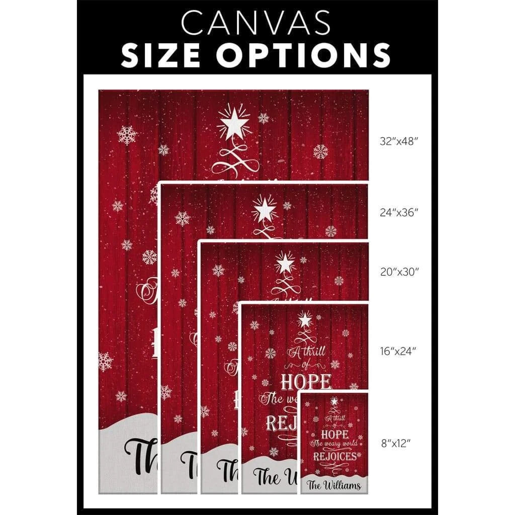 a thrill of hope the weary world rejoices wall art personalized custom family wall art canvas (view 2)