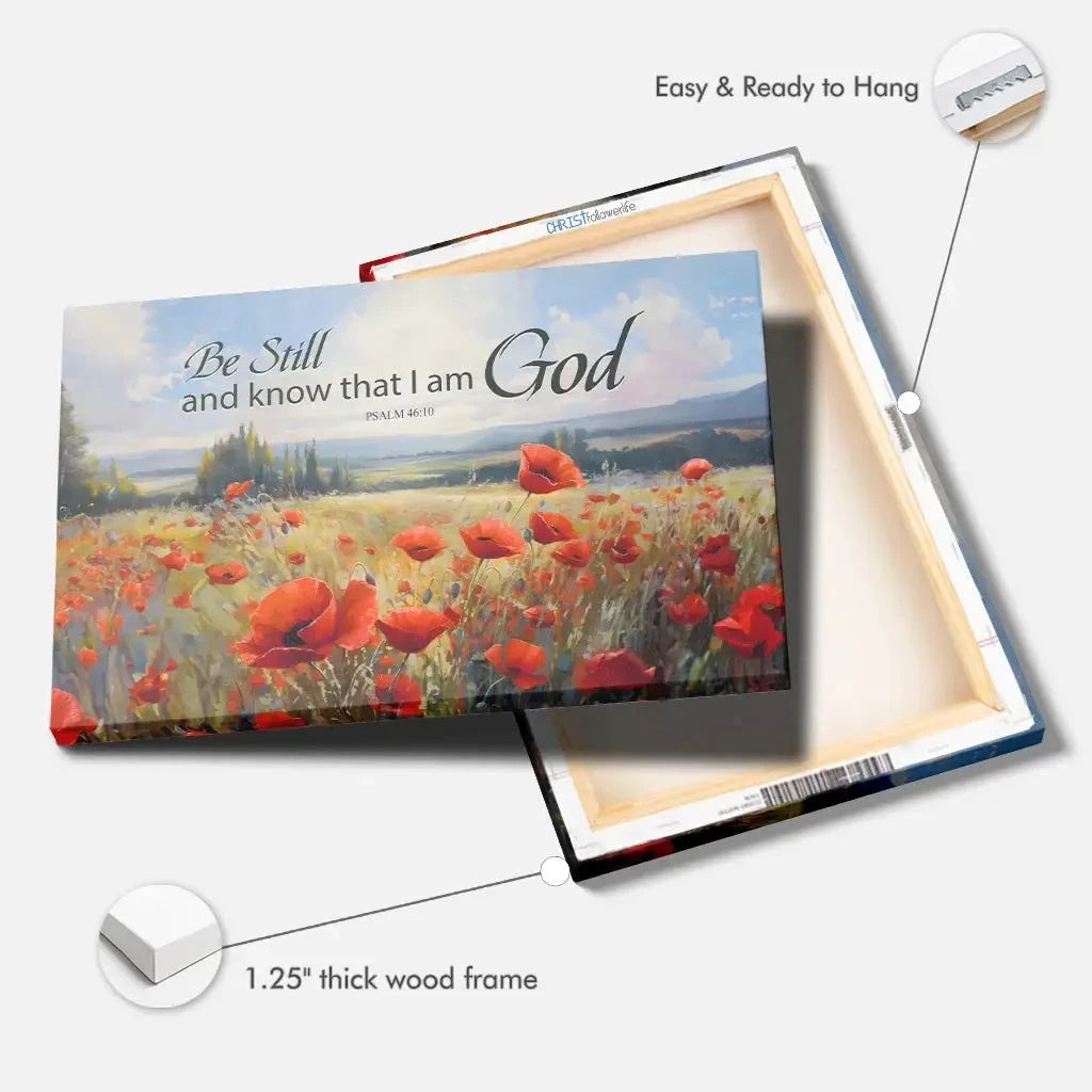 be still and know that i am god psalm 46 10 poppy field wall art canvas (Landscape) (view 7)