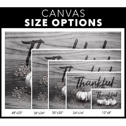 thankful fall pumpkins thanksgiving wall art canvas (Landscape) (view 2)
