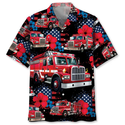 Fire Truck American Hawaiian Shirt