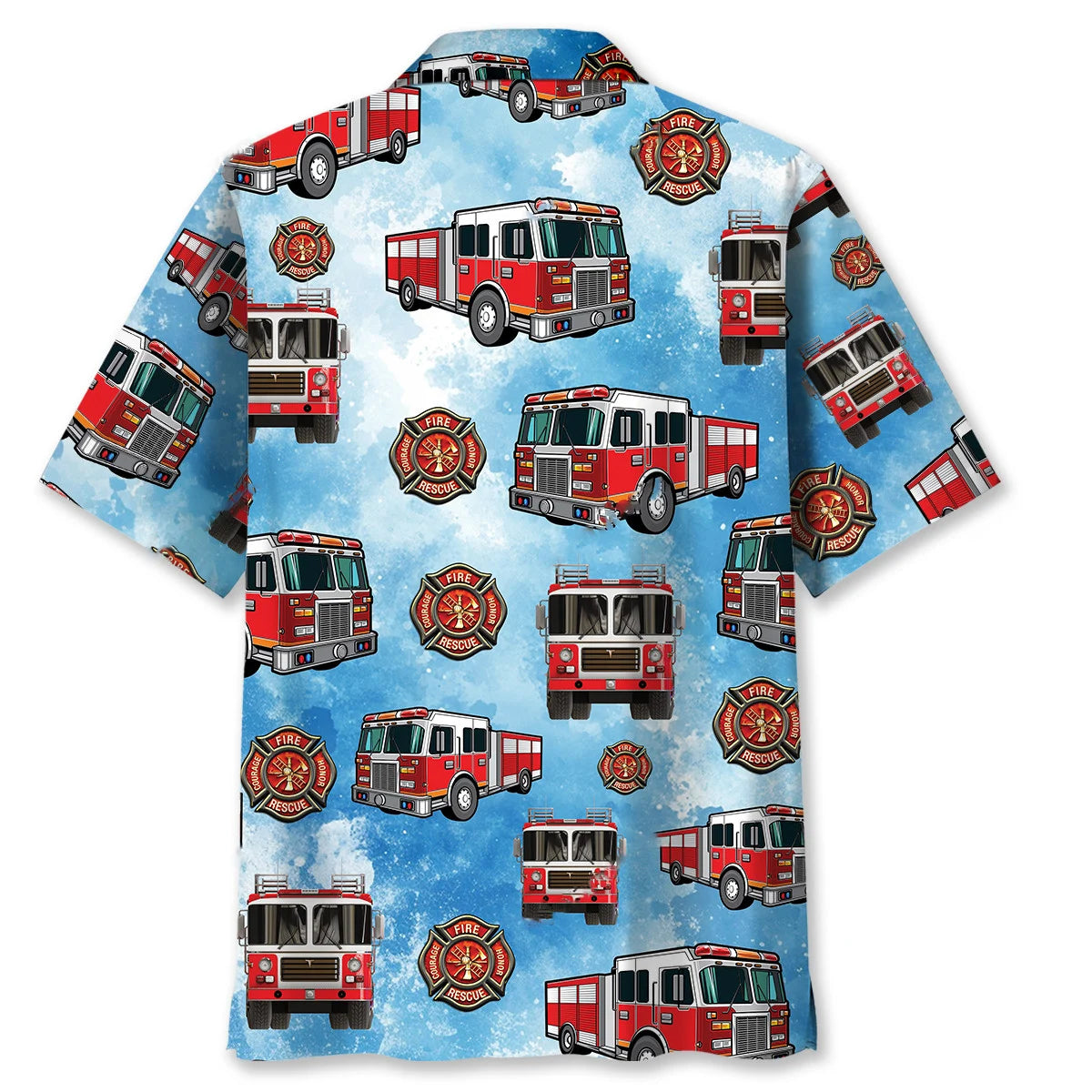 Fire Truck Blue Hawaiian Shirt