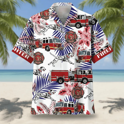 Fire Truck Dalmatian Proud Hawaiian Shirt