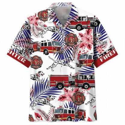 Fire Truck Dalmatian Proud Hawaiian Shirt