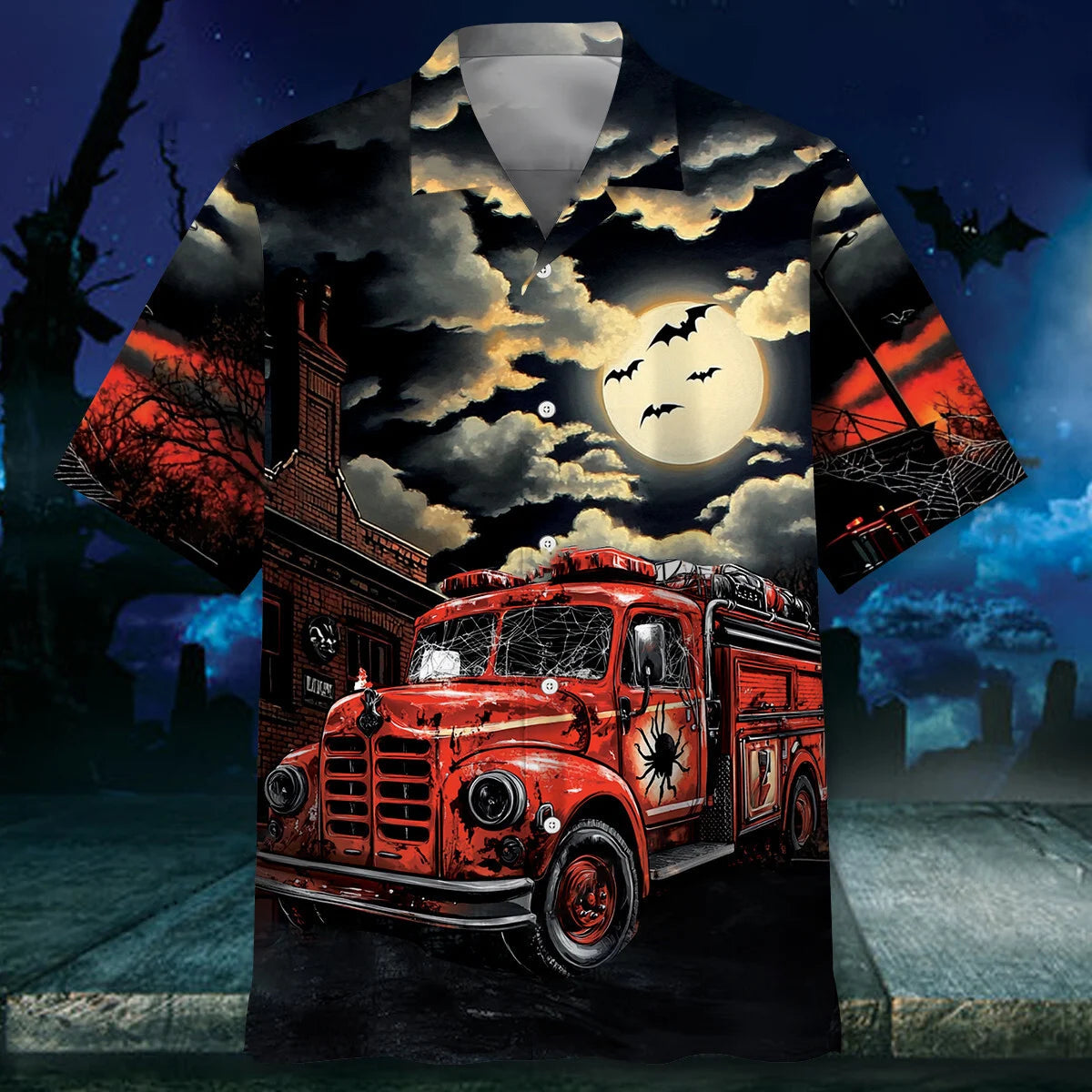 Fire Truck Horror Hawaiian Shirt