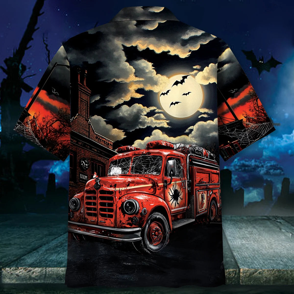 Fire Truck Horror Hawaiian Shirt