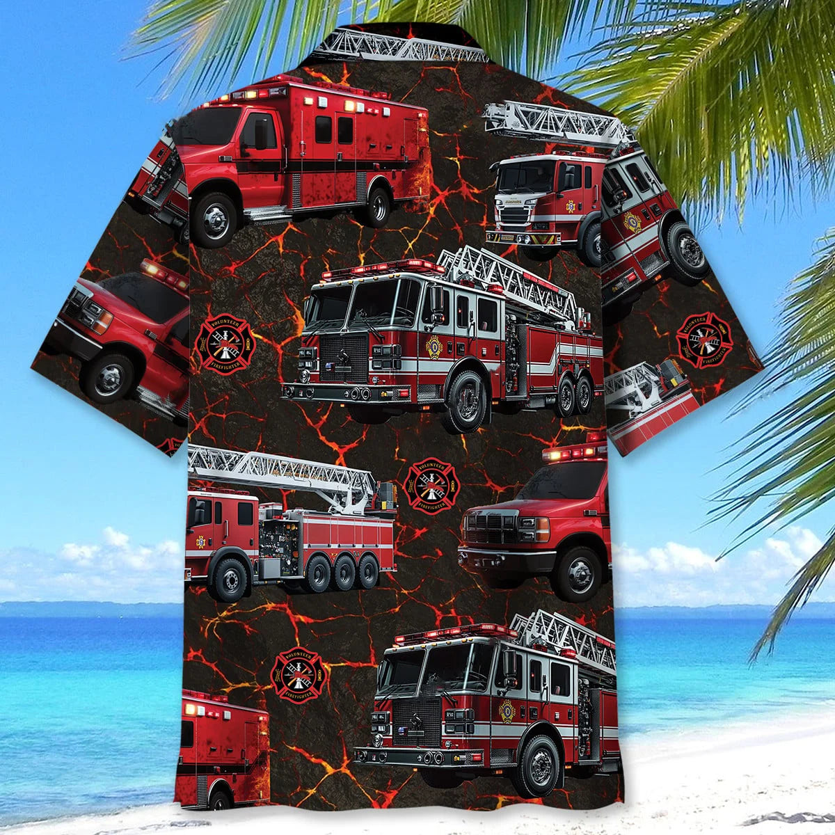 Fire Truck Lava Hawaiian Shirt