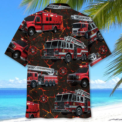 Fire Truck Lava Hawaiian Shirt