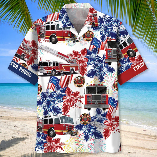 Fire Truck Proud Hawaiian Shirt - S - hawaiian shirt
