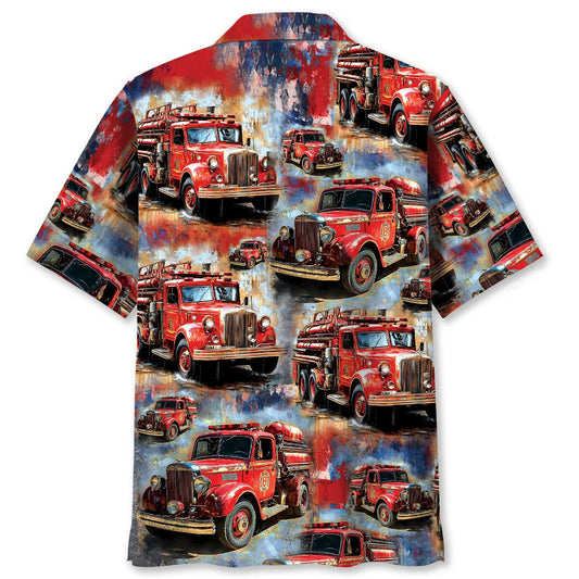 Fire Trucks Vintage Hawaiian Shirt - S - hawaiian shirt