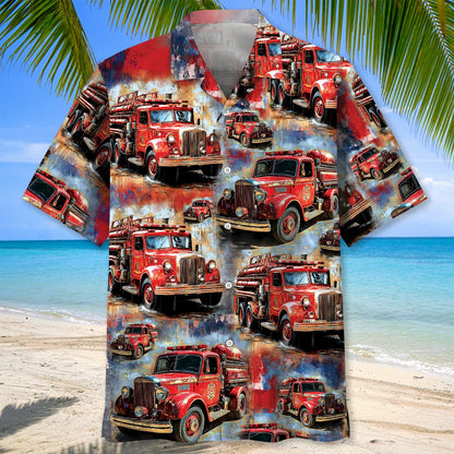Fire Trucks Vintage Hawaiian Shirt