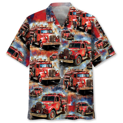 Fire Trucks Vintage Hawaiian Shirt
