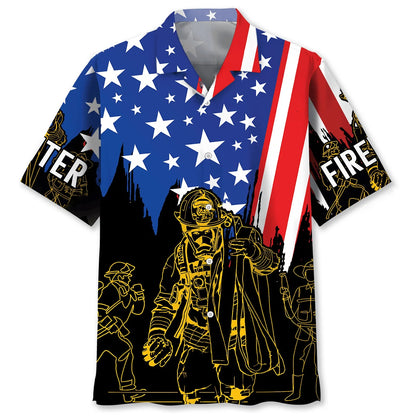 Firefighter 4th of July Proud Hawaiian Shirt