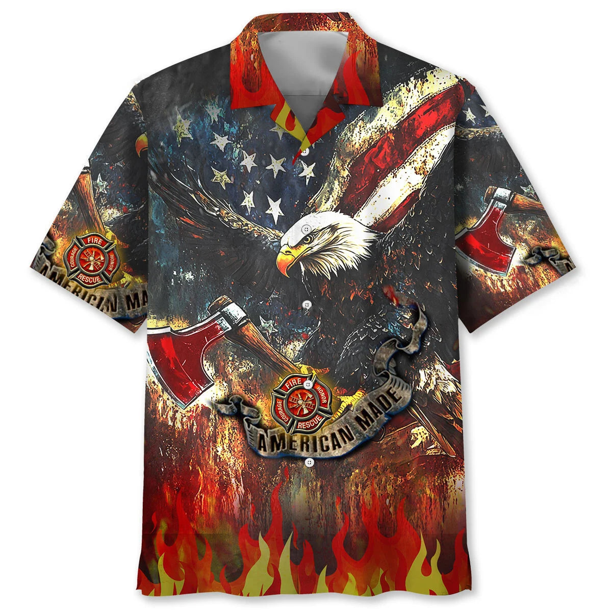 Firefighter American Made Eagle Hawaiian Shirt