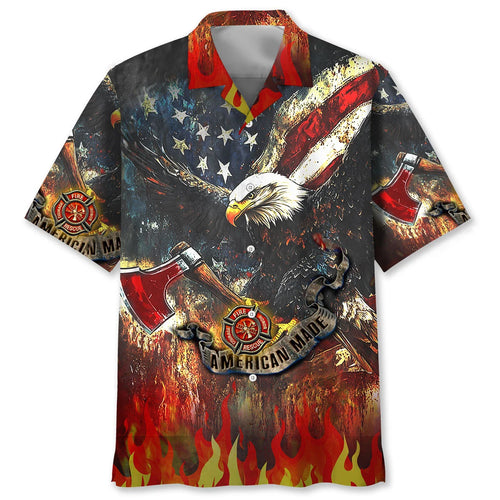Firefighter American Made Eagle Hawaiian Shirt