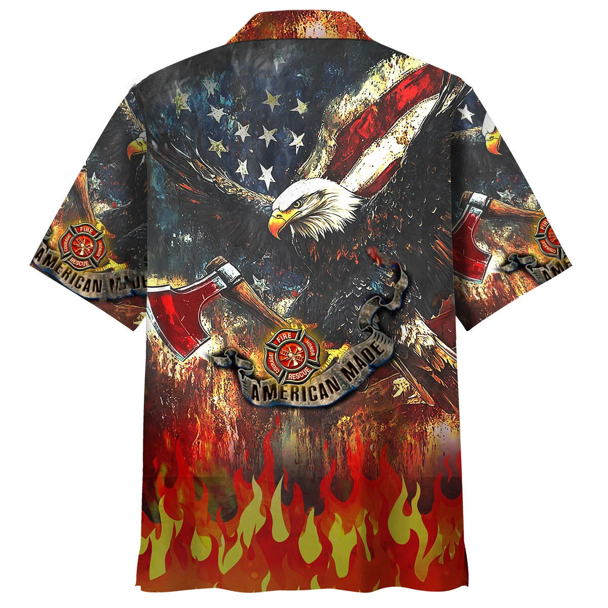 Firefighter American Made Eagle Hawaiian Shirt