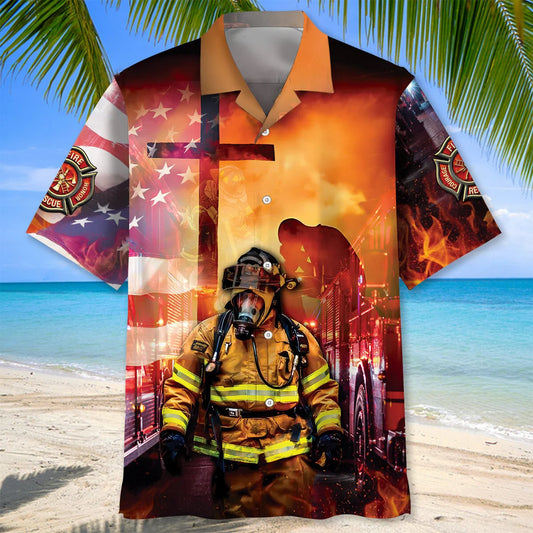 Firefighter Brave Hawaiian Shirt - S - hawaiian shirt