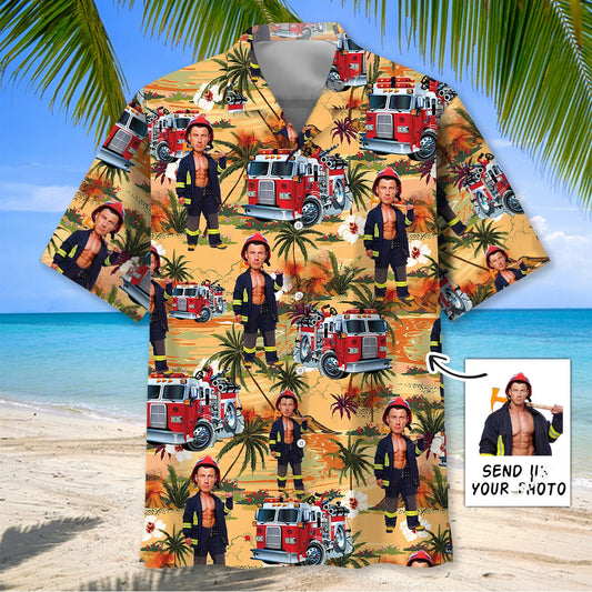Firefighter Custom Face Hawaiian Shirt