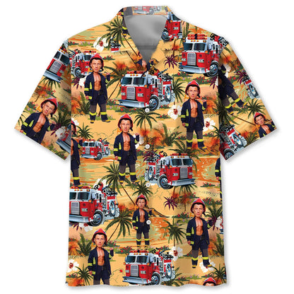 Firefighter Custom Face Hawaiian Shirt