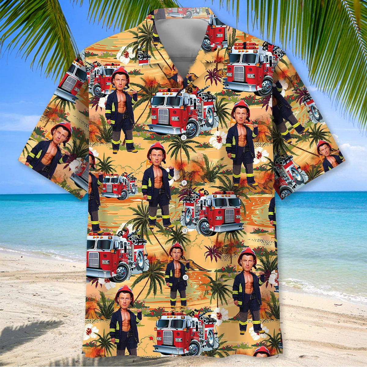 Firefighter Custom Face Hawaiian Shirt