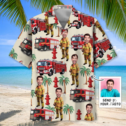 Firefighter Custom Face Hawaiian Shirt