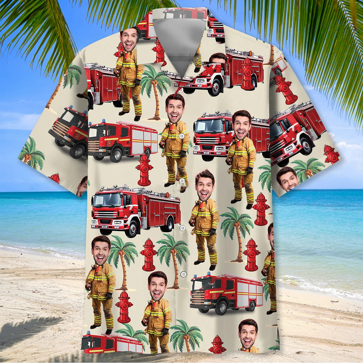 Firefighter Custom Face Hawaiian Shirt