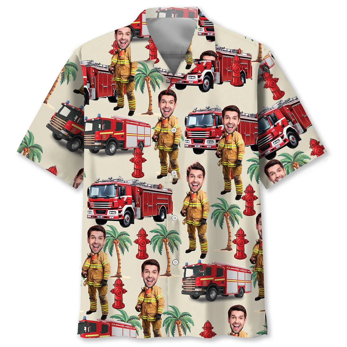 Firefighter Custom Face Hawaiian Shirt