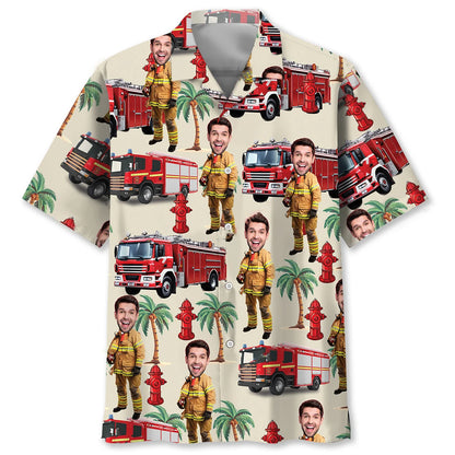 Firefighter Custom Face Hawaiian Shirt