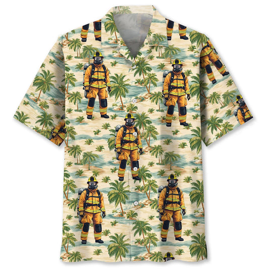 Firefighter Summer Beach Hawaiian Shirt - S - hawaiian shirt
