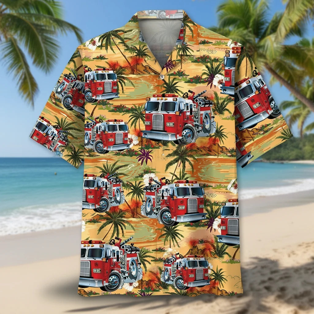 Firefighter Truck Hawaiian Shirt