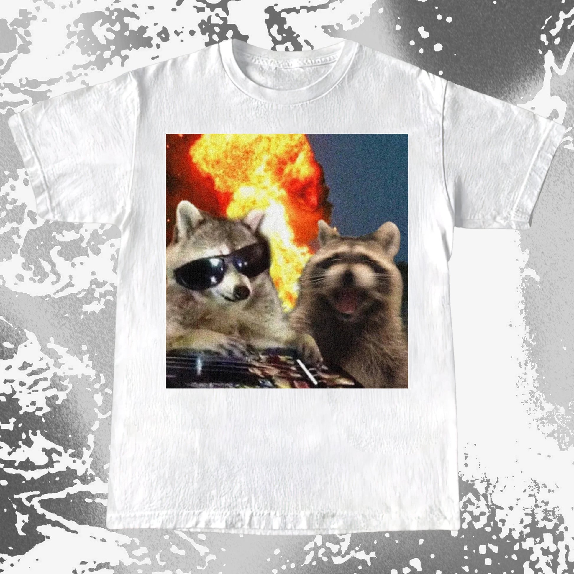 Raccoons in Chaos – Everything Is Fine Meme Shirt, funny meme tee gift (view 3)